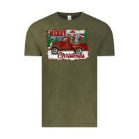 Vintage Olive christmas truck with cows Vintage Tee - RanaPortraitStore