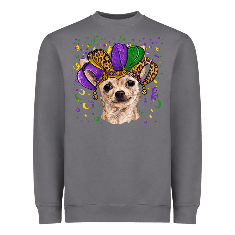 Mardi Gras Hat Chihuahua Heavyweight Sweatshirt by RanaPortraitStore | Teevron