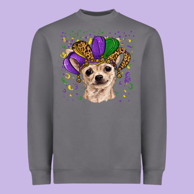 Heavyweight Sweatshirt mardi gras hat chihuahua