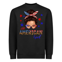 Black all american girl messy bun Heavyweight Sweatshirt - texasbilliewilder