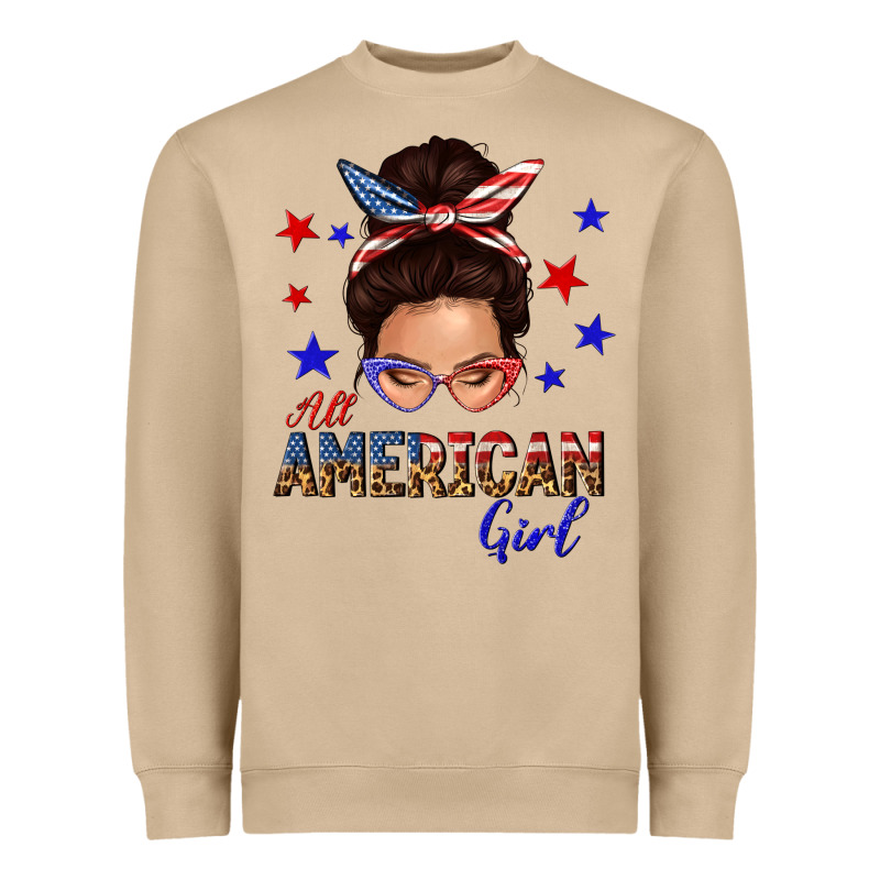 All American Girl Messy Bun Heavyweight Sweatshirt by texasbilliewilder | Teevron