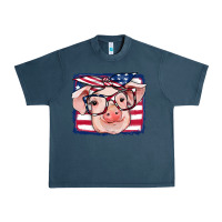 Midnight Navy american flag pig Urban Heavy Tee - RanaPortraitStore