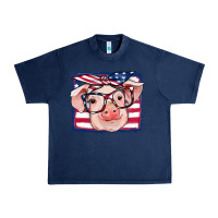 Navy american flag pig Urban Heavy Tee - RanaPortraitStore