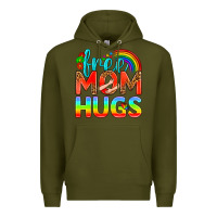 Army Green Pride LGBTQ Free Mom Hugs Premium Hoodie - BundleAndBundleShop