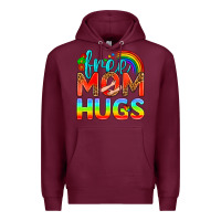 Burgundy Pride LGBTQ Free Mom Hugs Premium Hoodie - BundleAndBundleShop