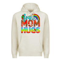 Oatmeal Heather Pride LGBTQ Free Mom Hugs Premium Hoodie - BundleAndBundleShop
