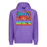 Purple Pride LGBTQ Free Mom Hugs Premium Hoodie - BundleAndBundleShop