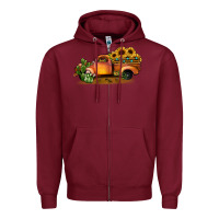 Burgundy sunflower truck Zipper Hoodie - JahusDesignShop