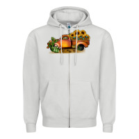 Dove Grey sunflower truck Zipper Hoodie - JahusDesignShop