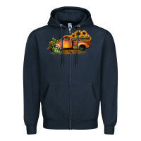Navy sunflower truck Zipper Hoodie - JahusDesignShop