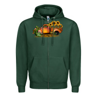 Sports Green sunflower truck Zipper Hoodie - JahusDesignShop