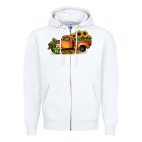 White sunflower truck Zipper Hoodie - JahusDesignShop