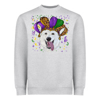 Heather Grey mardi gras hat  white shepherd Heavyweight Sweatshirt - RanaPortraitStore