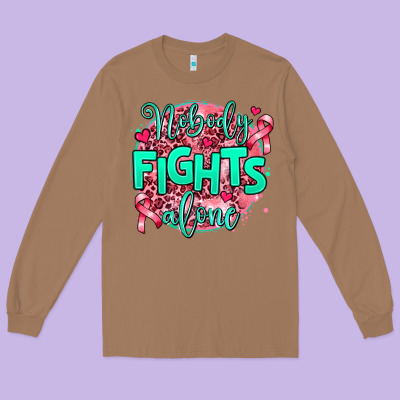Nobody Fights Alone Long Sleeve Tee Designed By Adodesignshop
