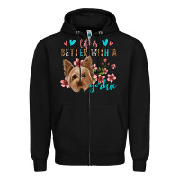 Black life is better with a yorkie Zipper Hoodie - Jasminsmagicworld