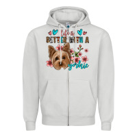 Dove Grey life is better with a yorkie Zipper Hoodie - Jasminsmagicworld