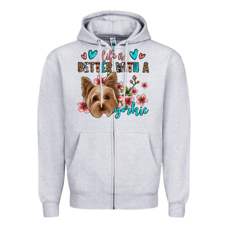 Life Is Better With A Yorkie Zipper Hoodie by Jasminsmagicworld | Teevron