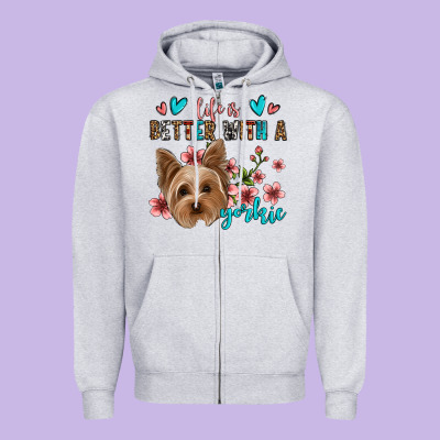 Life Is Better With A Yorkie Zipper Hoodie Designed By Jasminsmagicworld