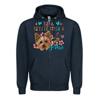 Navy life is better with a yorkie Zipper Hoodie - Jasminsmagicworld