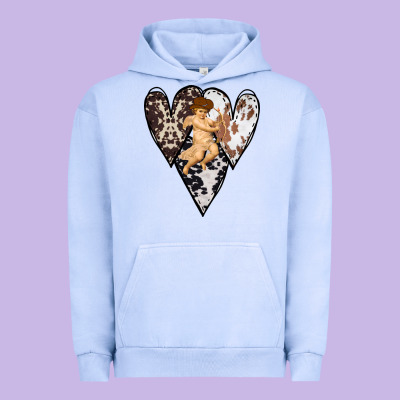 Country Cupid Valentine Cowhide Heart Urban Hoodie Designed By Bettercallsaul