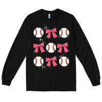 Black baseball coquette bow Long Sleeve Tee - JahusDesignShop