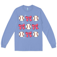 Colony Blue baseball coquette bow Long Sleeve Tee - JahusDesignShop