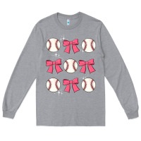 Heather Grey baseball coquette bow Long Sleeve Tee - JahusDesignShop