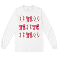 White baseball coquette bow Long Sleeve Tee - JahusDesignShop