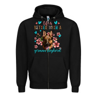 Black life is better with a german shepherd Zipper Hoodie - Jasminsmagicworld