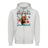 Dove Grey life is better with a german shepherd Zipper Hoodie - Jasminsmagicworld