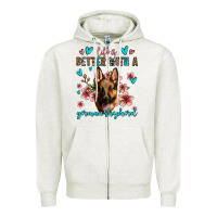 Oatmeal Heather life is better with a german shepherd Zipper Hoodie - Jasminsmagicworld