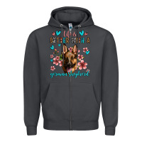 Smoke life is better with a german shepherd Zipper Hoodie - Jasminsmagicworld