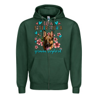 Sports Green life is better with a german shepherd Zipper Hoodie - Jasminsmagicworld