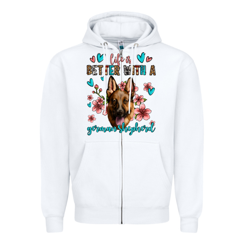 Life Is Better With A German Shepherd Zipper Hoodie by Jasminsmagicworld | Teevron