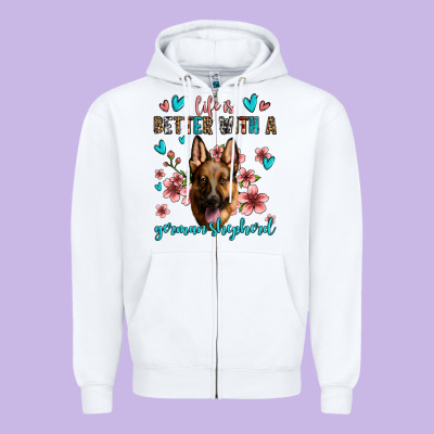Life Is Better With A German Shepherd Zipper Hoodie Designed By Jasminsmagicworld