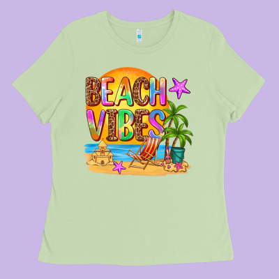 Beach Vibes Ladies Tee Designed By Adodesignshop