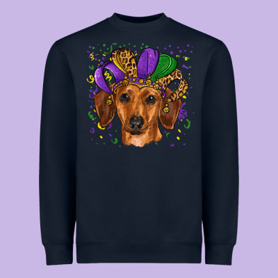 Heavyweight Sweatshirt mardi gras hat dachshund