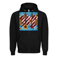 Black western star with sunflower seamless pattern Zipper Hoodie - BundleAndBundleShop