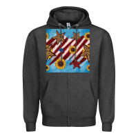 Charcoal Heather western star with sunflower seamless pattern Zipper Hoodie - BundleAndBundleShop