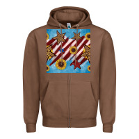 Chestnut western star with sunflower seamless pattern Zipper Hoodie - BundleAndBundleShop