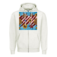 Oatmeal Heather western star with sunflower seamless pattern Zipper Hoodie - BundleAndBundleShop