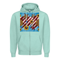 Seafoam western star with sunflower seamless pattern Zipper Hoodie - BundleAndBundleShop