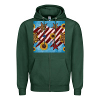 Sports Green western star with sunflower seamless pattern Zipper Hoodie - BundleAndBundleShop