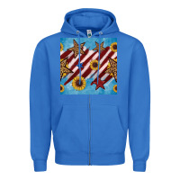 True Royal western star with sunflower seamless pattern Zipper Hoodie - BundleAndBundleShop