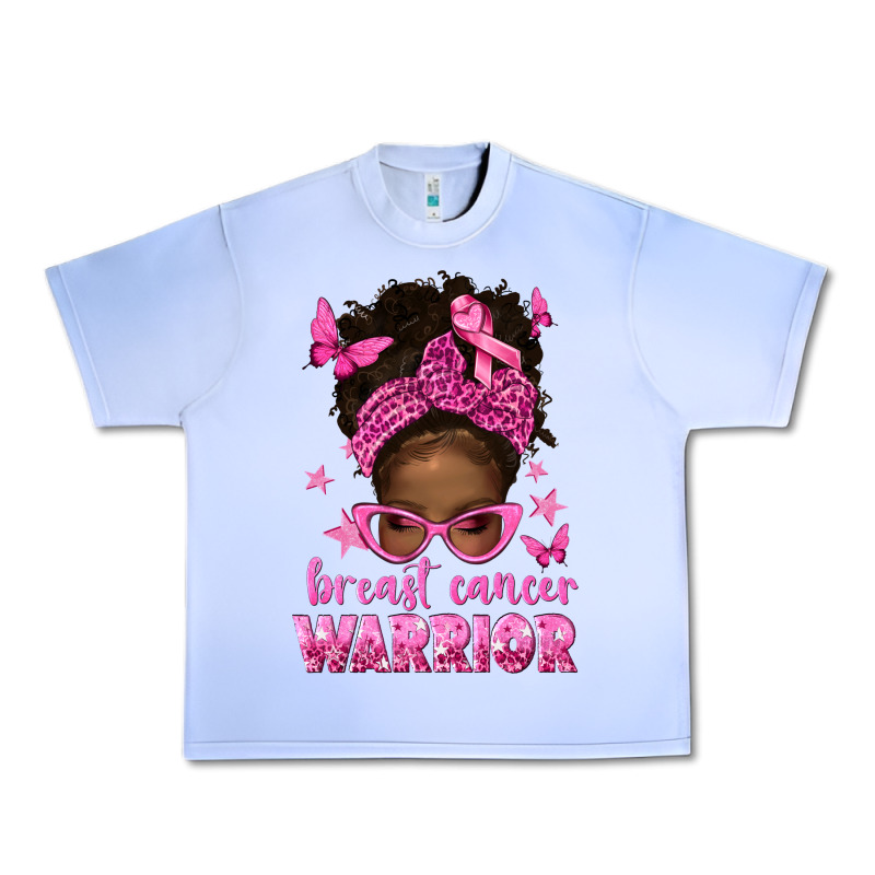 Afro Messy Bun Breast Cancer Warrior Urban Heavy Tee by texasbilliewilder | Teevron