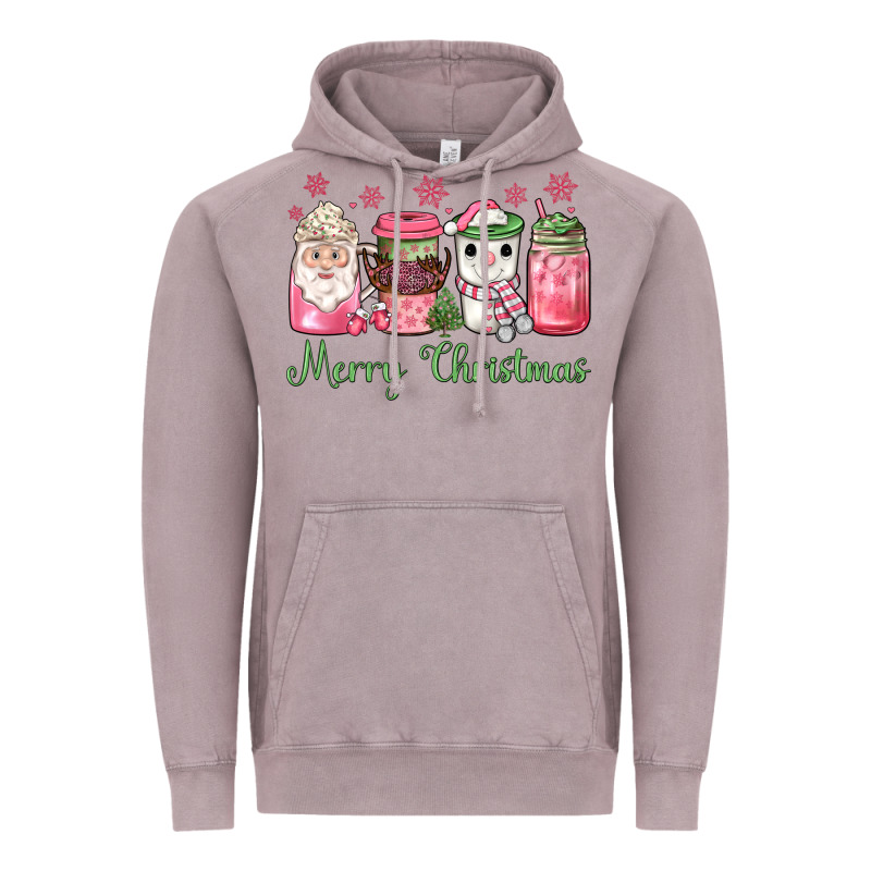 Pink  Merry Christmas Coffee Vintage Hoodie by JahusDesignShop | Teevron