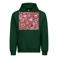 Forest Green valentine's day hearts with leopard and cowhide Urban Hoodie - RanaPortraitStore