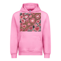 Fuchsia Pink valentine's day hearts with leopard and cowhide Urban Hoodie - RanaPortraitStore