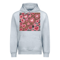 Heather Grey valentine's day hearts with leopard and cowhide Urban Hoodie - RanaPortraitStore
