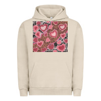 Pigment French Oak valentine's day hearts with leopard and cowhide Urban Hoodie - RanaPortraitStore
